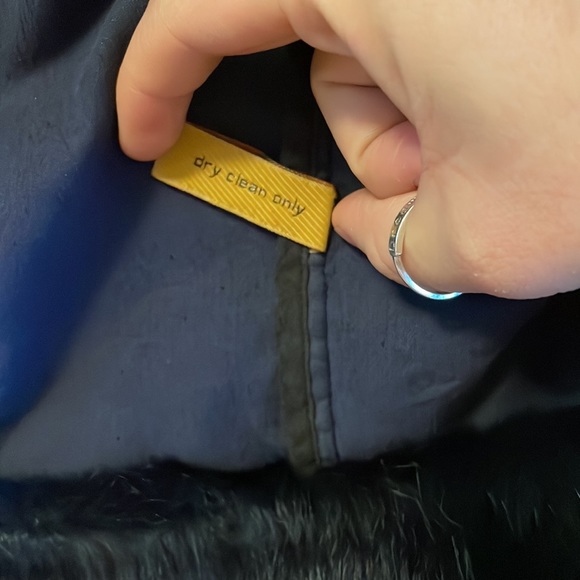 Twilltwentytwo Navy Blue fur trimmed corduroy jacket. - Picture 7 of 14